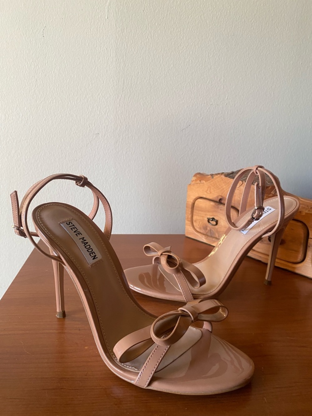 Steve Madden Bradshaw Patent Ankle Strap High Heel Sandals
